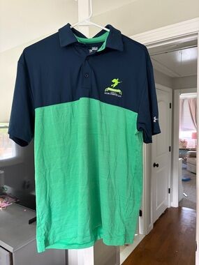 Under Armour Men’s Navy and Bright Green Colorblock Polo